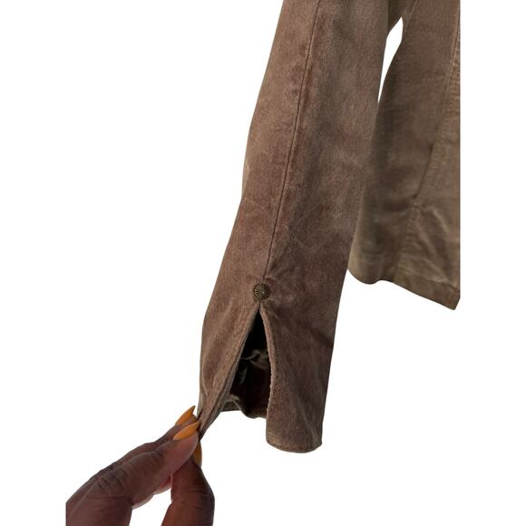 Live A Little Leather Jacket Brown Suede Button Up Y2K Vintage Large Petite - Picture 5 of 12